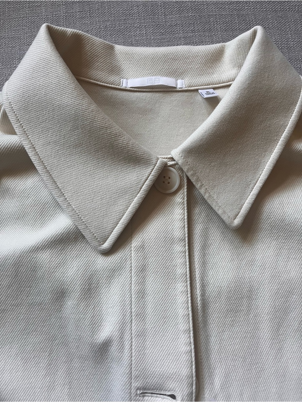 Uniqlo Women's Cream Button-Front Jersey Knit Relaxed Oversized Boxy Jacket - Picture 13 of 16